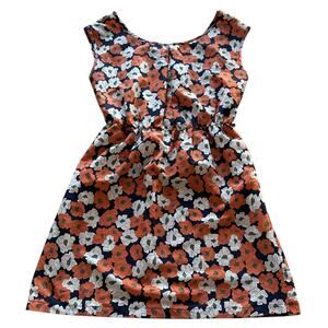 Womens Dress Size Small Blue Orange White Floral Baby Doll Summer Sheer Stretch